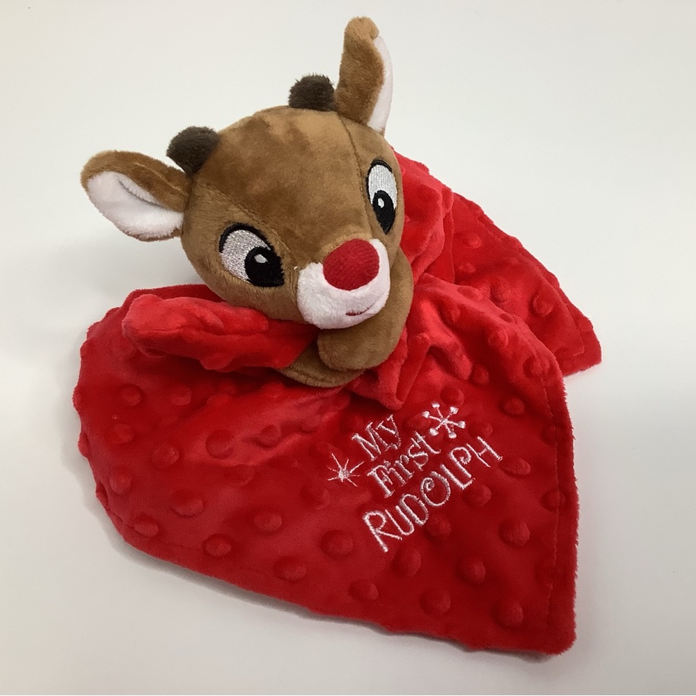 Rudolph the Red Nosed Reindeer My First Rudolph Red Satin Lovey Security Blanket